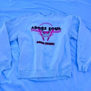 Apres Soul Riding Resort Sweatshirt White Pink Ski M